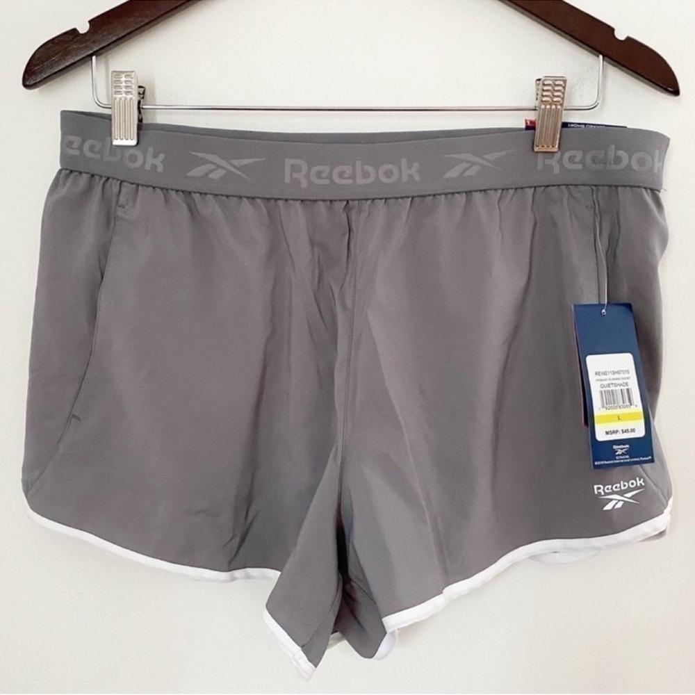 Reebok Gray Primary Running Shorts Size Large NEW Athletic Lined MSRP $45